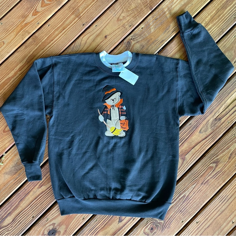 Vintage Embroidered Teddy Bear Halloween Grandma Sweatshirt Size Medium